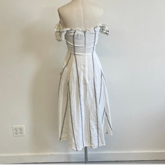 Reformation Bogata Linen Midi Dress in Black Licorice Size 0 - Picture 4 of 7